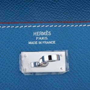 Hermes Kelly Original Saffiano Leather Bi-Fold Wallet A708 Blue