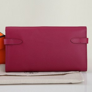 Hermes Kelly Original Saffiano Leather Bi-Fold Wallet A708 Claret