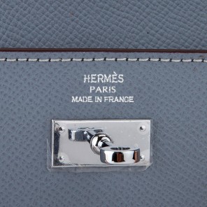 Hermes Kelly Original Saffiano Leather Bi-Fold Wallet A708 Sky Blue