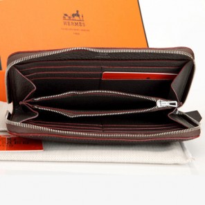 Hermes Zipper Wallet Original Clemence Leather A309 Graphite