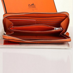 Hermes Zipper Wallet Original Clemence Leather A309 Orange