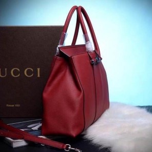 Lady bamboo leather and python top handle bag 370815 Red