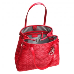 Large Dior Panarea shopping bag in geranium canvas