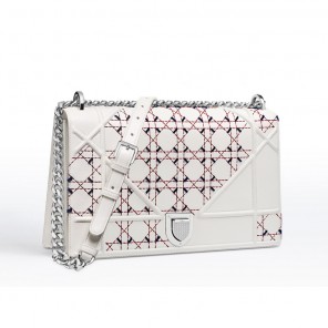 Large Diorama flap bag in Latte lambskin