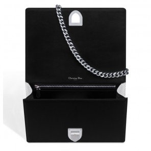 Large Diorama flap bag in black lambskin
