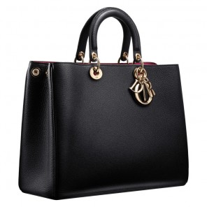 Large black leather Diorissimo bag