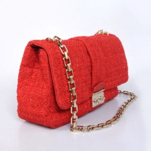 MISS DIOR Bag Nubuck Fabric D6347 Red