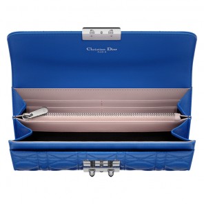 Miss Dior Decouverte wallet in Bleu Persan leather