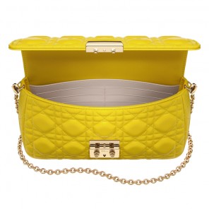 Miss Dior Promenade large pouch in Jaune Vif leather