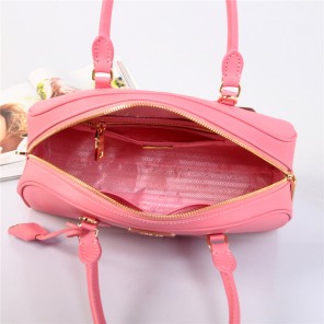 PRADA Saffiano Leather Two Handle Bag BL0854 in Cherry pink