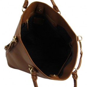 Prada BN1902 Original Calf Leather Tote Bag in Brown