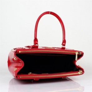 Prada Flowers Brushed Calf Leather Tote Bag 2274 in Red