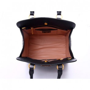 Prada Ostrich stripes Leather Tote Bag BN2254 in Black