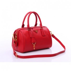 Prada Saffiano Leather Handbag BL0797 in Red