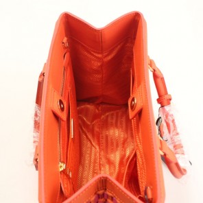Prada Weave Leather Tote Bag BP6001 in Orange with Rose
