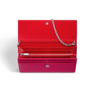 Rendez-Vous wallet in glossy fuchsia grained calfskin