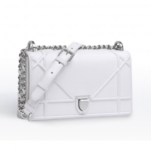 Small Diorama flap bag in Latte lambskin