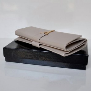Yves Saint Laurent Large Y Line Flap Wallet 241175 Grey