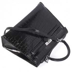 Hermes kelly 32CM Crocodile leather in Light Black with Silver hardware