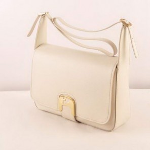 Fendi Chameleon Classic Saffiiano Leather Medium Shoulder Bag 2539 White