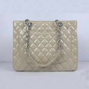 Chanel Handbags Apricot Patent Leather with Silver Hardware 50995