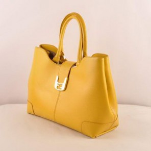 Fendi 2jours Saffiiano Leather Tote Bag 2546 Yellow