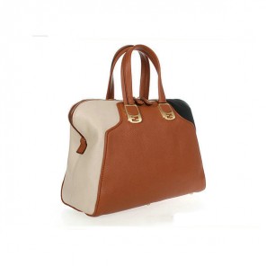 Fendi Large Chameleon Calfskin Top Zip Tote Bag F8812 Tan&Black&White