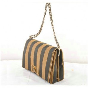 Fendi Paris Pequin Large Fabric Shoulder Bag F2556