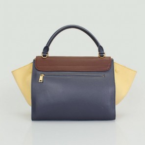 Celine Trapeze Bags Calfskin&Suede Brown&Blue&Apircot