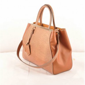 Fendi 2Jours Cannage&Ferrari Leather Tote Bag F2552S Light Brown