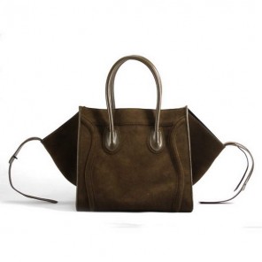 Celine Luggage Phantom Square Bags in Suede Khaki