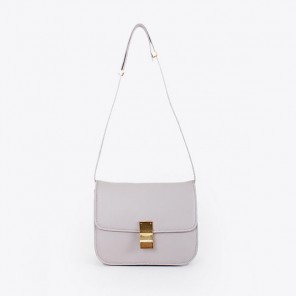 Celine Classic Box Small Flap Bag Calfskin Leather Light Grey