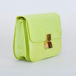 Hot Sell Celine Classic Box Small Flap Bag Snake Leather Teal