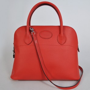 Hermes Bolide Bag 37cm clemence leather in Flame with Silver hardware