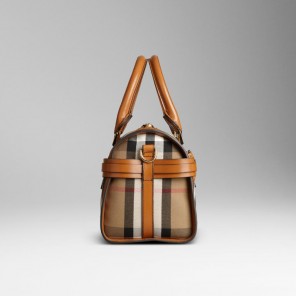 CHECK LEATHER BOWLING BAG