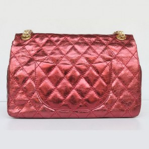 Chanel Flap Bag Quilted Red Gold Chain A35845