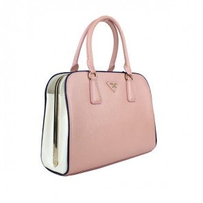 Prada Saffiano Leather Tote Bag 21267 Pink&White