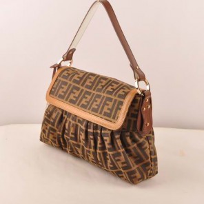 Fendi Classic FF Fabric Shoulder Bag F2325 Camel