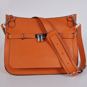 Hermes Jypsiere Bag 34cm togo leather in Orange with Silver hardware