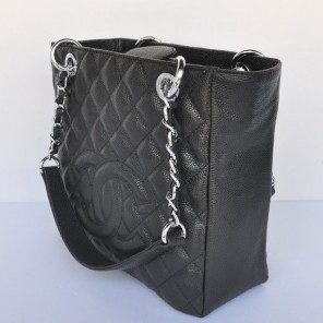 Chanel A50994 Black Medium Shopping Bags Silver Hardware