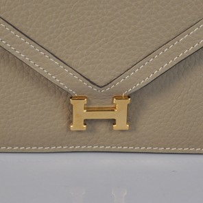 Hermes Liddy Bag clemence leather in Dark Grey with Gold hardware