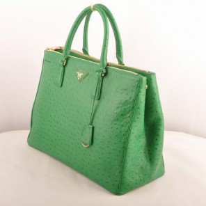 Prada Maxi Ostrich Leather Tote Bag Green