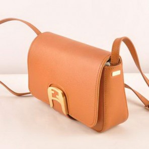 Fendi Chameleon Classic Saffiiano Leather Small Shoulder Bag 2541 Tan