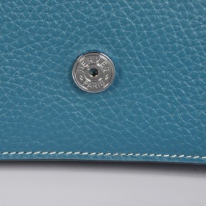 Hermes Liddy Bag clemence leather in Medium Blue with Silver hardware