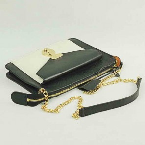 Celine Calfskin Shoulder Bag White with Black