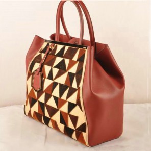 Fendi 2Jours Suede&Ferrari Leather Tote Bag F2552L Wine