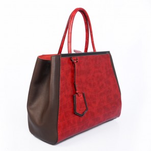 Fendi Fall Winter 2012 2Jours Red Original Croco Leather Tote Bag