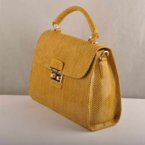 Miu Miu Tote Handbags Snake Veins 7430 Yellow