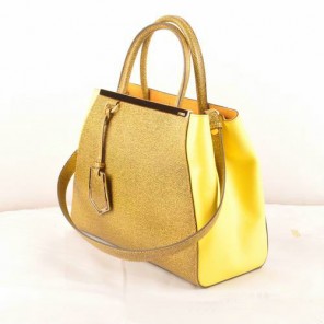 Fendi 2Jours Cannage&Ferrari Leather Tote Bag F2552S Lemon