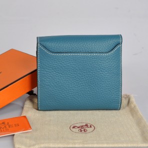 Hermes Constance Wallet clemence leather in Medium Blue